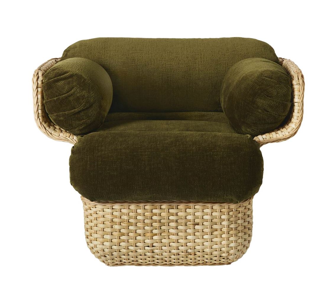 Billede af GUBI Basket Lounge Chair SH: 43 cm - Rattan/Mumble 40