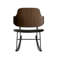 Billede af Audo Copenhagen The Penguin Rocking Chair SH: 42 cm - Walnut/Leather Black