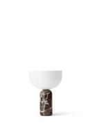 Billede af New Works Kizu Portable Table Lamp Ø: 18 cm - Rosso Levanto Marble/White Acrylic