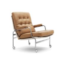 Billede af DUX Karin Lænestol SH: 41 cm - Camel/Læder