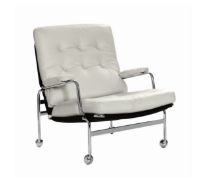 Billede af DUX Karin Lænestol SH: 41 cm - Hvid/Læder