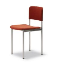 Billede af Fredericia Furniture 3414 Plan Fuldpolstret Stol SH: 45 cm - Gentle 373/Børstet Stål