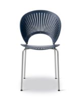 Billede af Fredericia Furniture 3398 Trinidad Stol SH: 45,5 cm - Nordic Blue Bøg/Krom