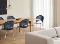 Billede af Fredericia Furniture 3398 Trinidad Stol SH: 45,5 cm - Nordic Blue Bøg/Krom