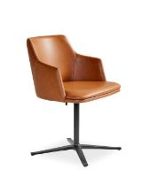 Billede af Skovby SM55 Spisebordsstol m. Drejefod H: 78 cm -  Sort Aluminium/Sort Læder