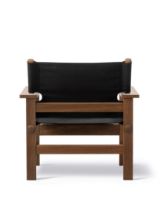 Billede af Fredericia Furniture 2031 The Canvas Chair af Børge Mogensen SH: 41,5 cm - Sort Canvas/Røget Eg