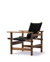 Billede af Fredericia Furniture 2031 The Canvas Chair af Børge Mogensen SH: 41,5 cm - Sort Canvas/Røget Eg