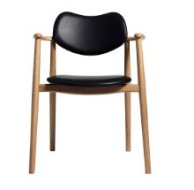 Billede af Ro Collection Regatta Spisebordsstol Ryg og Sædepolstret - Olieret Eg/Standard Læder Sort