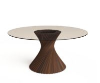 Billede af VIA Copenhagen Hyperbel Sofabord Ø: 100 cm - Oiled Oak/Smoked Glass