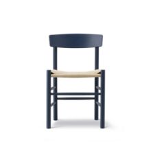 Billede af Fredericia Furniture 3239 J39 Mogensen Spisebordsstol SH: 46 cm - Indigo Blue Bøg/Naturfarvet Flet