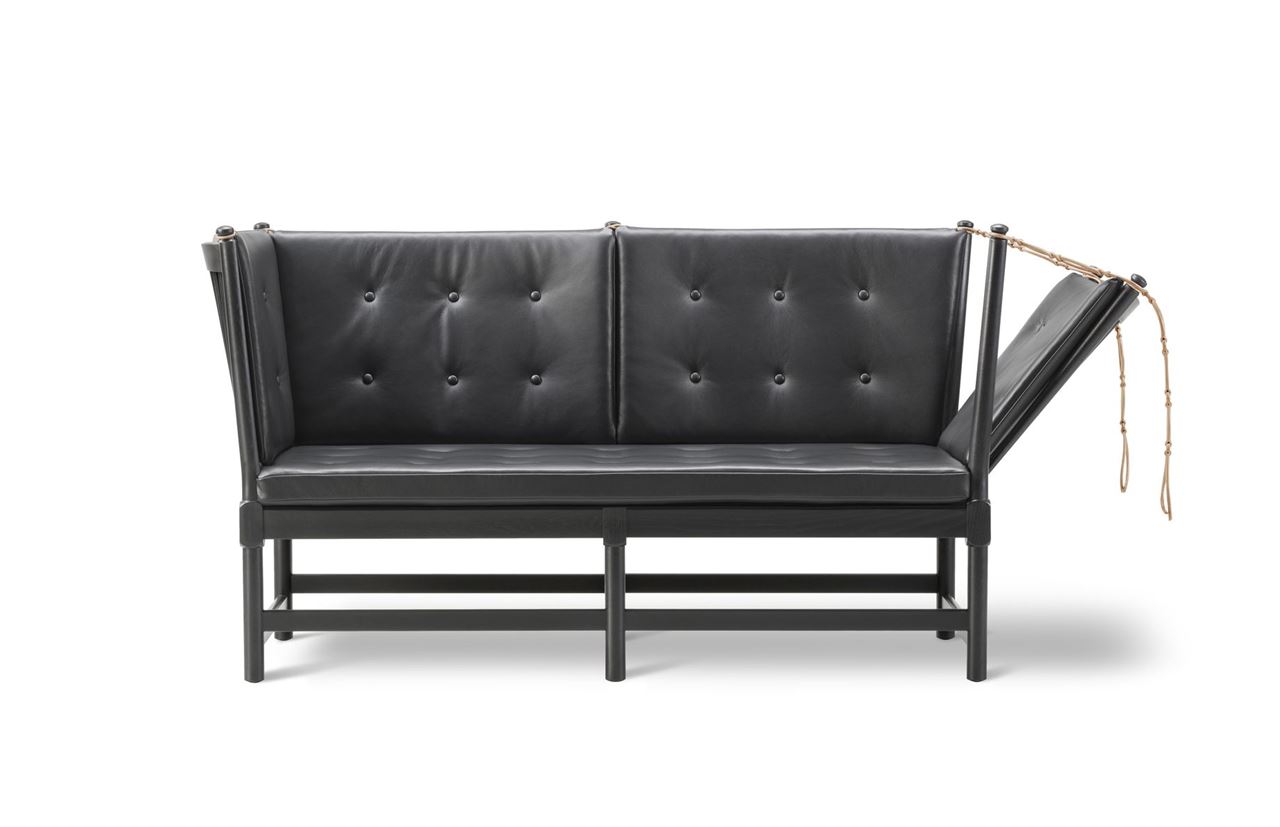 Billede af Fredericia Furniture 1789 2 Pers. Tremmesofa Højre L: 160 cm - Sort Omni Læder/Sort Lakeret