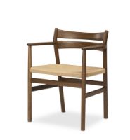 Billede af Bernstorffsminde Møbelfabrik BM2 Armstol SH: 46 cm - Oliebehandlet Røget Eg/Natur Flet