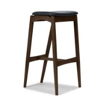 Billede af Sibast Furniture No 7 Barstol Lav H: 65 cm - Eg Mørk Olie/Sort Læder 