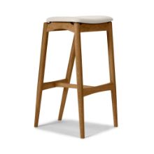 Billede af Sibast Furniture No 7 Barstol Høj H: 75 cm - Eg Natur Olie/Lysegrå Læder 