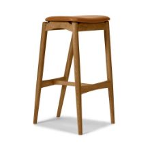 Billede af Sibast Furniture No 7 Barstol Høj H: 75 cm - Eg Natur Olie/Cognac Læder 