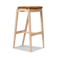 Billede af Sibast Furniture No 7 Barstol Høj H: 75 cm - Eg Hvidolie/Cognac Læder 