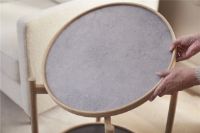 Billede af Thomsen Furniture 5058 James Bakkebord 50x58 cm - Eg/Mørkegrå/Granitgrå