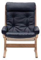 Billede af LK Hjelle Siesta Classic Lænestol Høj m. Armlæn SH: 45 cm - Nature/Elmo Rustical Blue