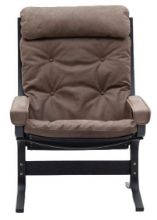 Billede af LK Hjelle Siesta Classic Lænestol Høj m. Armlæn SH: 45 cm - Black/Dunes Dark Brown