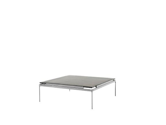 Billede af &Tradition Sett LN13 Coffee Table 100x100 cm - Dark Chrome Frame/Smoked Cast Glass
