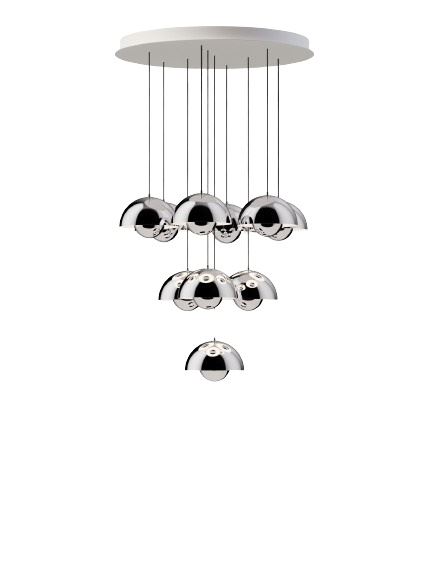 Billede af &Tradition Flowerpot VP10 Chandelier 10 Pendler - Chrome-Plated
