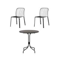 Billede af &Tradition Thorvald SC96 Space Copenhagen Cafe Table + SC94 Side Chair Havemøbelsæt - Warm Black