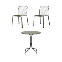 Billede af &Tradition Thorvald SC96 Space Copenhagen Cafe Table + SC94 Side Chair Havemøbelsæt - Bronze Green