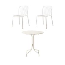 Billede af &Tradition Thorvald SC96 Space Copenhagen Cafe Table + SC94 Side Chair Havemøbelsæt - Ivory