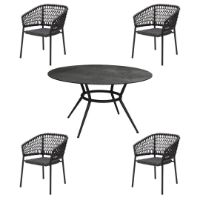 Billede af Cane-line Outdoor Joy Havebord + Ocean Stole Havemøbelsæt - Lava Grey/Dark Grey