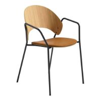 Billede af Please Wait To Be Seated Dosina Spisebordsstol m. Armlæn SH: 47 - Olieret Eg/Læder Polstring