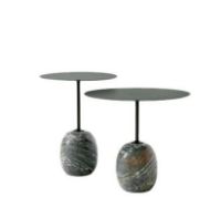 Billede af &Tradition Lato Coffee Table LN8 Ø: 40 cm - Deep Green Steel/Verde Alpi Marble
