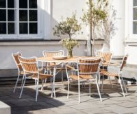 Billede af Mandalay Marguerit Havebord Ø140 cm Inkl. 6 Havestole Havemøbelsæt - Hvid/Teak  