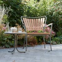 Billede af Mandalay Marguerit Loungebord Ø50 cm Inkl. 2 Loungestole Havemøbelsæt - Olivengrøn/Teak