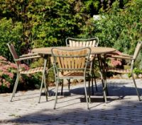 Billede af Mandalay Marguerit Havebord Ø120 cm Inkl. 4 Havestole Havemøbelsæt - Olivengrøn/Teak 