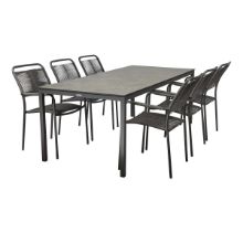 Billede af Mandalay Elba Havebord L: 197 cm og 6 Verona Havestole - Antracit 