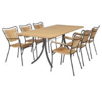 Billede af Mandalay Magnolia Havebord 197x90 cm Inkl. 6 Marguerit Havestole Havemøbelsæt - Antracit/Teak 