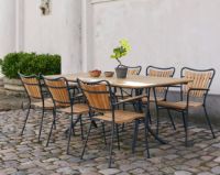 Billede af Mandalay Magnolia Havebord 197x90 cm Inkl. 6 Marguerit Havestole Havemøbelsæt - Antracit/Teak 