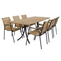 Billede af Mandalay Magnolia Havebord L: 197 cm og 6 Bellevue Havestole - Teak/Antracit 