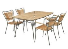 Billede af Mandalay Marguerit Bådformet Bord 144x90 cm Inkl. 4 Havestole Havemøbelsæt - Olivengrøn/Teak 