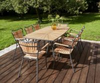 Billede af Mandalay Marguerit Bådformet Bord 200x90 cm Inkl. 8 Havestole Havemøbelsæt - Antracit/Teak 