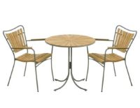 Billede af Mandalay Marguerit Cafébord Ø70 cm Inkl. 2 Havestole Havemøbelsæt - Olivengrøn/Teak 