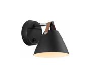 Billede af Design For The People Strap 15 Væglampe H: 17 cm - Sort/Brun Læder OUTLET