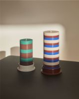 Billede af HAY Column Candle Medium H: 20 cm - Off-white, brown and blue OUTLET