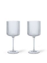 Billede af Ferm Living Ripple Red Wine Glasses H: 18,2 cm - Set of 2 - Clear
