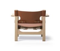 Billede af Fredericia Furniture 2226 Den Spanske Stol af Børge Mogensen SH: 33 cm - Cognac Læder/Olieret Eg