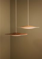 Billede af Piet Hein Sinus-Wood 550 Pendel  Valnød-Opal-glas LED 10,5W Ø: 55 cm - Creme Hvid textil ledning