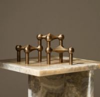 Billede af STOFF Nagel Candle Holder H: 6,5 cm - Bronzed Brass 