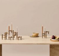 Billede af STOFF Nagel Candle Holder Set of 3 H: 6,5 cm - Bronzed Brass