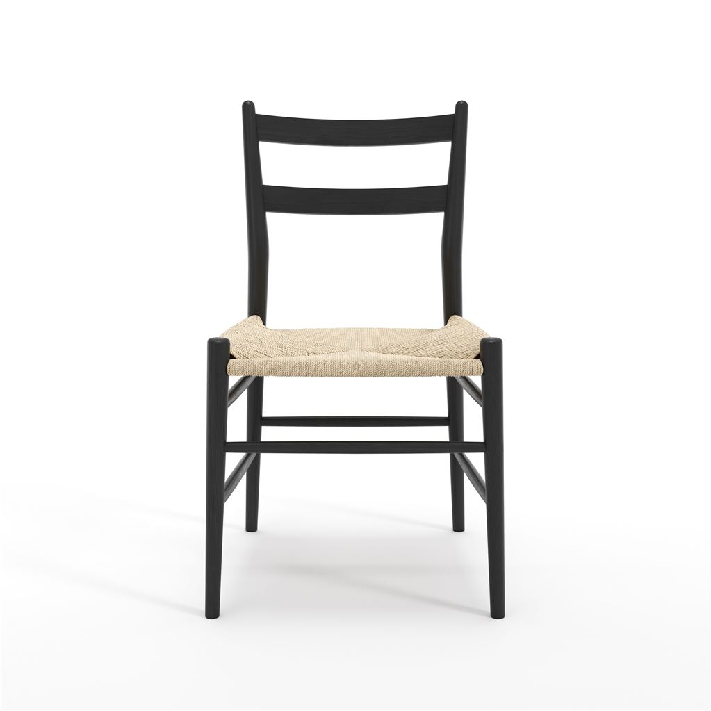 Billede af Sibast Furniture No 59 Dining Chair SH: 45 cm - Sort Bøg/Papercord Webbing Nature 