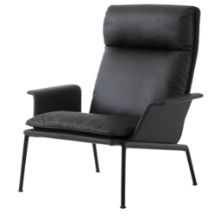 Billede af &Tradition Muno Lounge Chair m. Armlæn LN17 SH: 41 cm - Sort Læder
